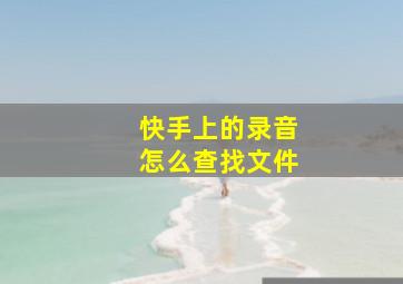 快手上的录音怎么查找文件