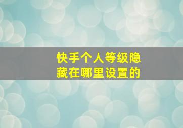 快手个人等级隐藏在哪里设置的