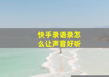 快手录语录怎么让声音好听