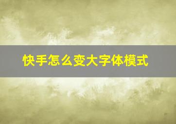 快手怎么变大字体模式