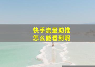 快手流量助推怎么能看到呢