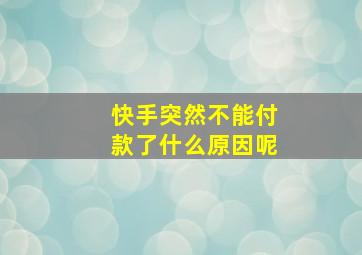 快手突然不能付款了什么原因呢