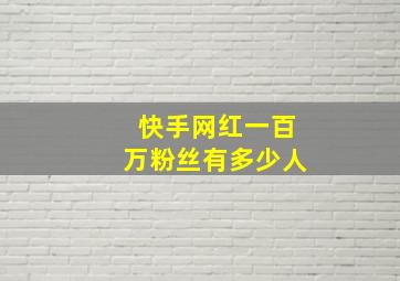 快手网红一百万粉丝有多少人