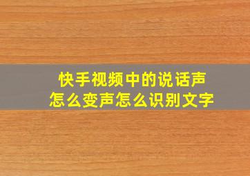 快手视频中的说话声怎么变声怎么识别文字