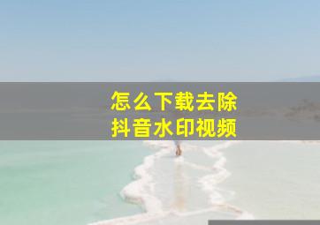 怎么下载去除抖音水印视频