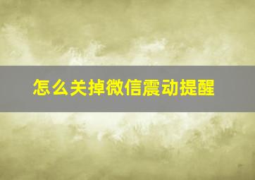 怎么关掉微信震动提醒