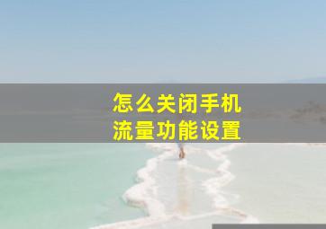 怎么关闭手机流量功能设置