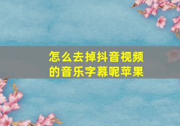 怎么去掉抖音视频的音乐字幕呢苹果