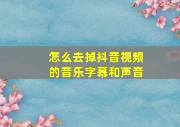 怎么去掉抖音视频的音乐字幕和声音