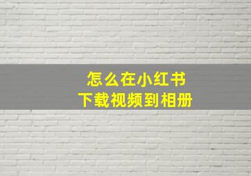 怎么在小红书下载视频到相册