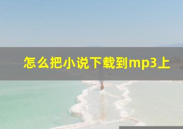 怎么把小说下载到mp3上