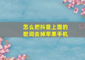 怎么把抖音上面的歌词去掉苹果手机