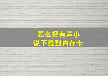 怎么把有声小说下载到内存卡