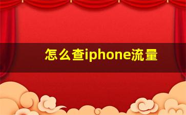 怎么查iphone流量