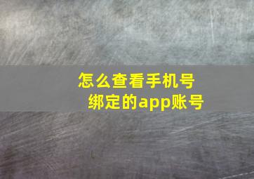 怎么查看手机号绑定的app账号