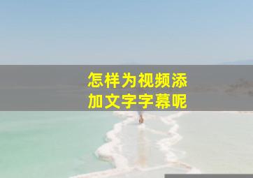 怎样为视频添加文字字幕呢