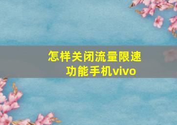 怎样关闭流量限速功能手机vivo