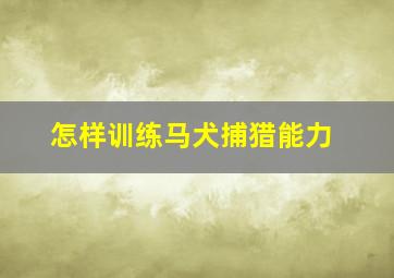 怎样训练马犬捕猎能力