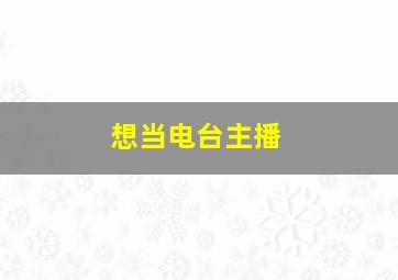 想当电台主播