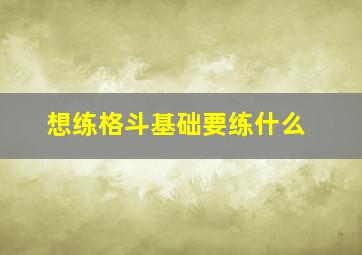 想练格斗基础要练什么