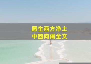 愿生西方净土中回向偈全文