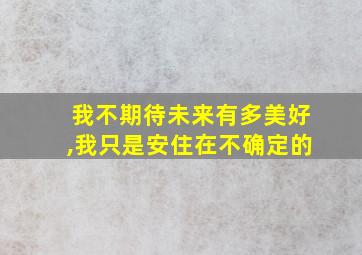 我不期待未来有多美好,我只是安住在不确定的