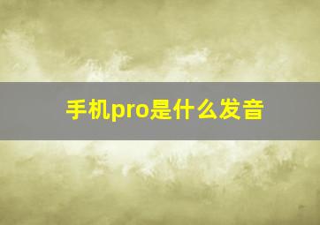 手机pro是什么发音