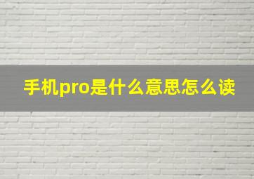 手机pro是什么意思怎么读