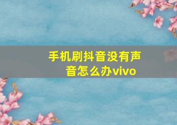 手机刷抖音没有声音怎么办vivo