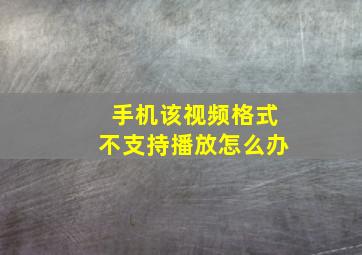 手机该视频格式不支持播放怎么办