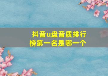 抖音u盘音质排行榜第一名是哪一个