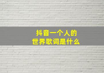 抖音一个人的世界歌词是什么