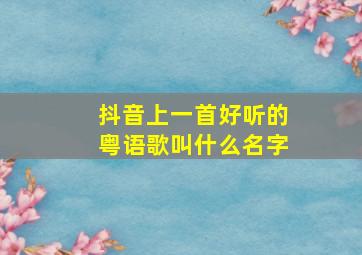 抖音上一首好听的粤语歌叫什么名字