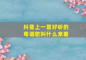 抖音上一首好听的粤语歌叫什么来着