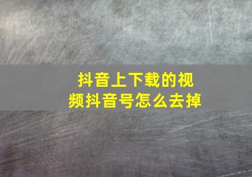 抖音上下载的视频抖音号怎么去掉