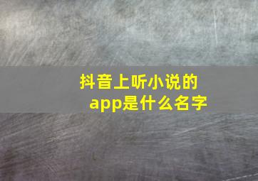 抖音上听小说的app是什么名字