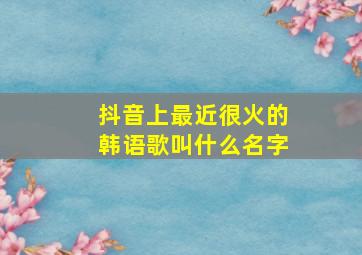 抖音上最近很火的韩语歌叫什么名字