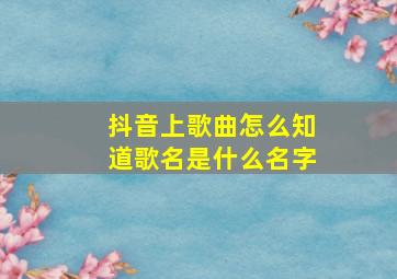 抖音上歌曲怎么知道歌名是什么名字