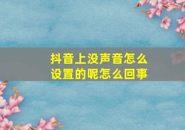 抖音上没声音怎么设置的呢怎么回事