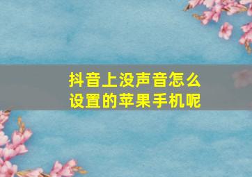 抖音上没声音怎么设置的苹果手机呢