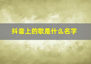 抖音上的歌是什么名字