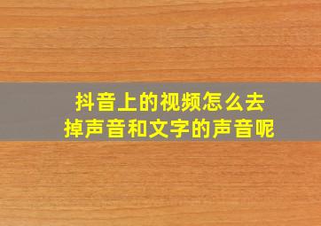 抖音上的视频怎么去掉声音和文字的声音呢