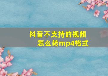 抖音不支持的视频怎么转mp4格式