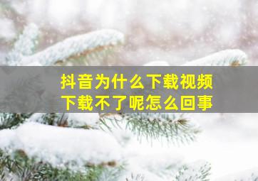 抖音为什么下载视频下载不了呢怎么回事