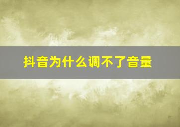 抖音为什么调不了音量