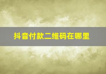 抖音付款二维码在哪里