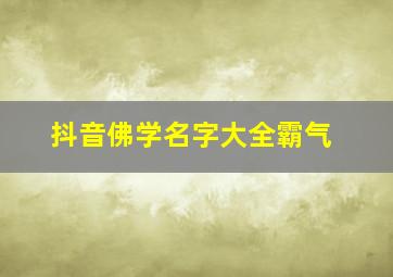 抖音佛学名字大全霸气