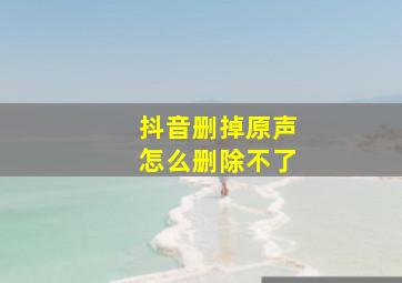 抖音删掉原声怎么删除不了