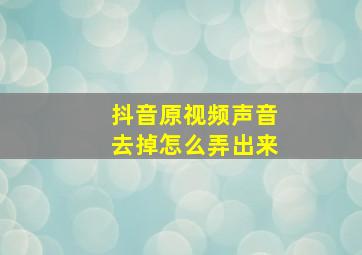 抖音原视频声音去掉怎么弄出来