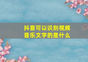 抖音可以识别视频音乐文字的是什么